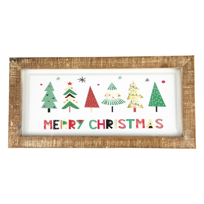Northlight 11.75" Framed Merry Christmas Trees Metal Wall Sign, 1 of 6