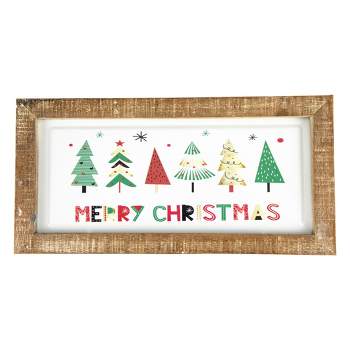 Northlight 11.75" Framed Merry Christmas Trees Metal Wall Sign