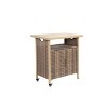 Gulches Outdoor Wicker Bar Cart - Rolling Rattan Beverage Serving Cart with Glass Top, Light Brown - 4 of 4