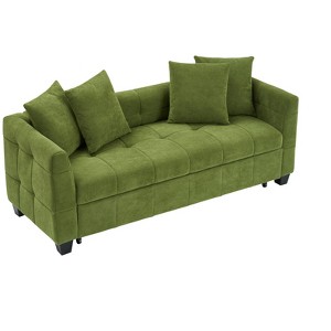 NicBex 77.9 Inch Pull-out Sofa Bed Convertible 3 Seat Sofa with 4 Throw Pillows for Living Room,Apartment,Green - 1 of 4