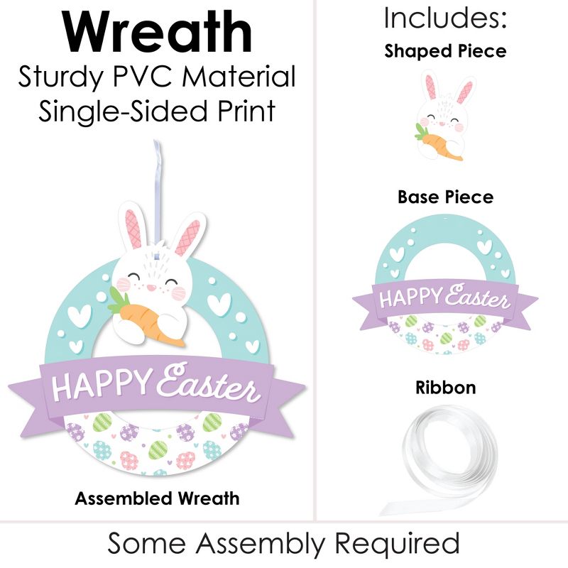 Big Dot of Happiness Spring Easter Bunny - Outdoor Happy Easter Party Decor - Front Door Wreath, 3 of 9
