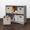 RiverRidge Kids' Playroom Horizontal Toy Organizer Bookshelf with Open Storage Shelves with 4 Fabric Bins - 2 of 4