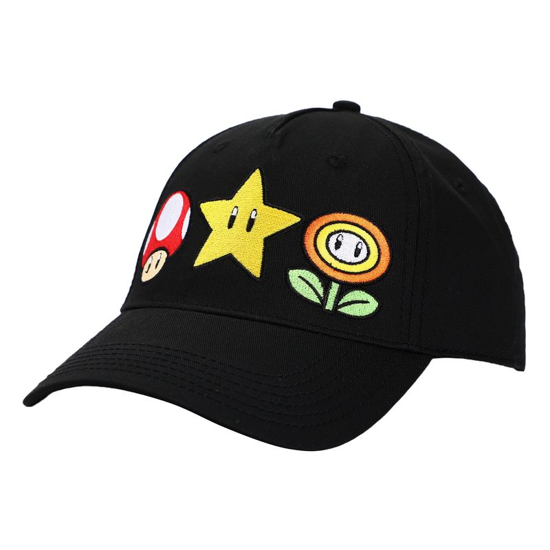 Super Mario Brothers Power-Ups Black Traditional Adjustable Hat, 1 of 6