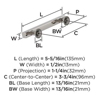 Polished Nickel 3-3/4 Inch Modern Bar Pull