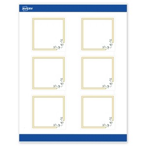 Avery 3" x 3" Labels, Gold Double Border with Florals, 60 ct - 1 of 4