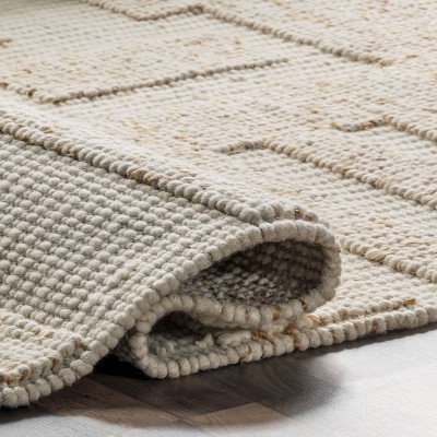 Ivory Abstract High-Low Wool 5' x 8' Area Rug