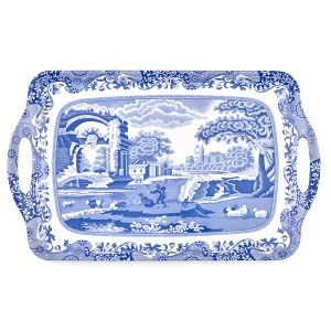 Pimpernel Blue Italian Large Melamine Handled Tray 18.9" x 11.6" - 1 of 4