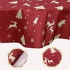 Waterproof Tablecloth - Holiday Party Tablecloth, Merry Christmas Print, Red Base with Random Deer and Christmas Tree, Dining Room and Kitchen Decor - 4 of 4