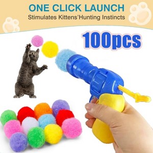 100pcs Plush Ball Interactive Toys Pet Chasing Toys Pet Chasing Cat Toys Sports Toys Conference Ball Training Cat Toys Kitten Interactive Toys - 1 of 4