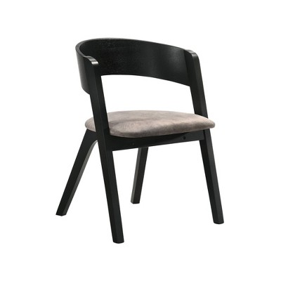 Set of 2 Black and Brown Mid-Century Modern Upholstered Arm Chairs