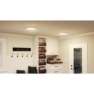 Sleek 15" Brushed Nickel LED Flush Mount with White Acrylic Shade