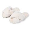 Fuzzy Cross Band Slippers Soft Plush Furry Fur House Shoes Open Toe Cozy Indoor Outdoor Slides for Women - 2 of 4