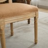 Set of 2 Beige French Style Solid Wood Frame Antique Painting Linen Fabric Back Dining Chair - 4 of 4