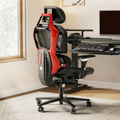 Eureka Red and Black Ergonomic Gaming Chair with Adjustable Arms