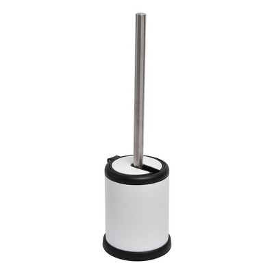 Evideco French Home Goods Sleek Toilet Brush Set with Stainless Steel Handle, Folding Lid, and Removable Insert - Compact Design for Modern Bathrooms