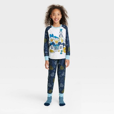 Girls' Mickey Mouse & Friends Hanukkah Pajama Set with Cozy Socks - Blue
