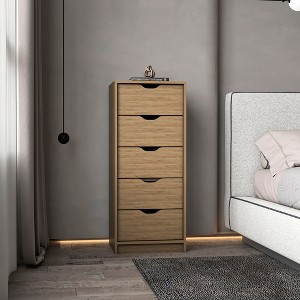 42'' H Wood dressers with Five Drawers, Slim Storage Chest, Pull-Out Mechanism, Compact Size, and Display Surface - 1 of 4