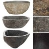 vidaXL Bathroom Basin, Vessel Sink, Countertop Vanity Sink, (14.6"-18.1") x(11.4"-14.2") x4.5" River Stone - 3 of 4