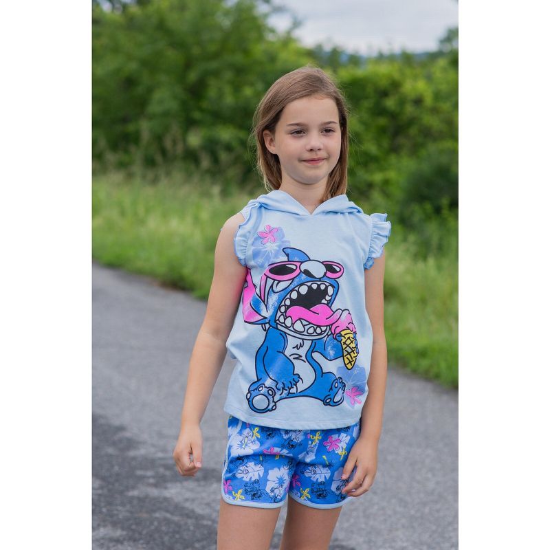 Disney Minnie Mouse Lilo & Stitch Girls French Terry Tank Top Shirt Dolphin and Active Shorts Little Kid to Big Kid, 2 of 8