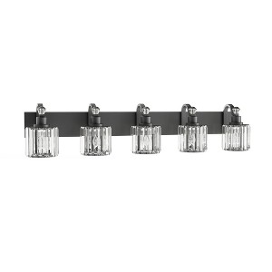 Crystal Matte Black Bathroom Vanity Light 3/4/5/6 Light Modern Bathroom Vanity Light Fixtures Over Mirror Bath Wall Lighting，e26 Base - 1 of 4
