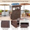 BAOURE 40.5" Outdoor Grill Cart with Stainless Steel Top, Solid Wood Storage Cabinet with Drop Leaf, Lockable Wheels - Brown - 2 of 4