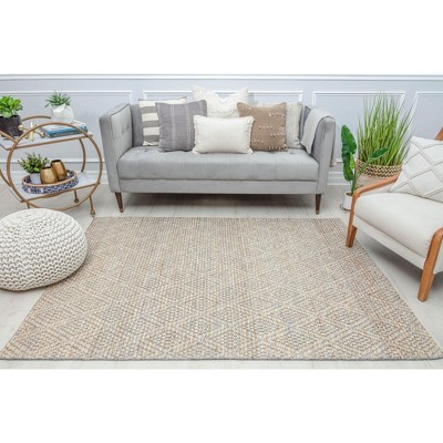 Gray and Beige Diamond Wool 5' x 7' Area Rug