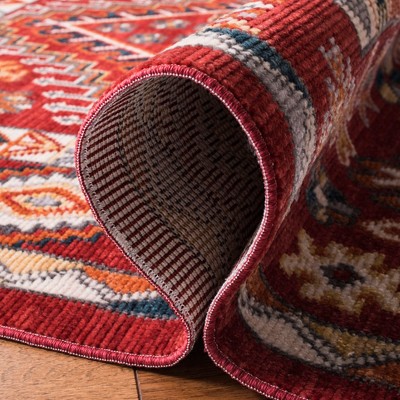 Red and Ivory Medallion Boho Cotton Area Rug 3' x 5'