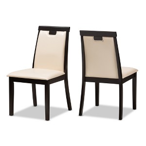 Set of 2 Evelyn Modern And Contemporary Faux Leather Upholstered And Finished Dining Chairs Dark Brown/ Beige - Baxton Studio - 1 of 4