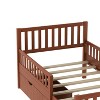 Vynxaria Twin Size Wood Platform Bed with Guardrails and Two Storage Drawers in White - 4 of 4