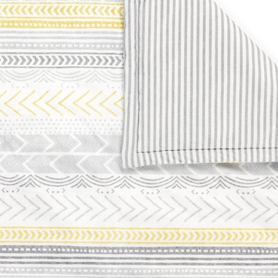 Hygge Geo Yellow and Gray Reversible Sherpa Baby Blanket