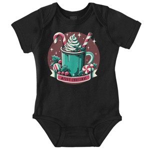 Xmas Merry Christmas Hot Cocoa Mug Baby Romper Boys or Girls Brisco Brands - 1 of 4