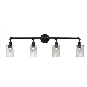 Toltec Lighting Vintage 4 - Light Vanity in  Dark Granite with 4" Clear Bubble Shade - 1 of 1