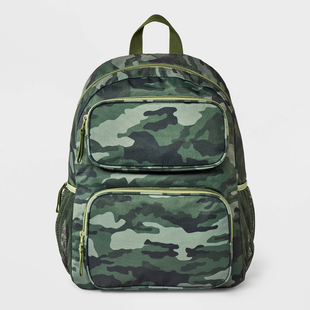 Boys' 16" Two Pocket Camo Backpack - Cat & Jack™ Green