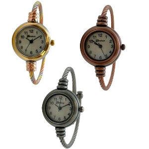 Olivia Pratt 3 Pack Fashion Analog Bangle Cuff Wrist Bracelet Wire Bangle Women Watch - 1 of 4