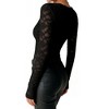 Women's Floral Lace Blouse Long Sleeve V-Neck, Elegant Fitted Top for Office, Date Night, Casual Wear - 4 of 4