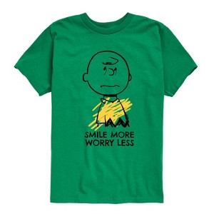 Boys' - Peanuts - Smile More Worry Less Short Sleeve Graphic T-Shirt - 1 of 4