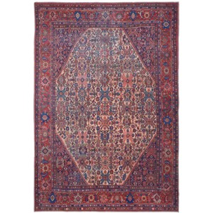 Rawlins Transitional Medallion Red/Tan/Blue Area Rug - 1 of 4