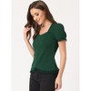 INSPIRE CHIC Women's Square Neck Solid Color Puff Short Sleeve Lace Up Gothic Blouse - 4 of 4