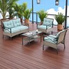 4-Piece Patio Furniture Set with PE Wicker, Metal Table, Cushions, and Comfortable Design for Outdoor Spaces - 3 of 4