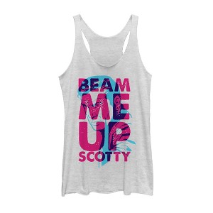 Women's Star Trek Kirk Beam Me Up Scotty 3D Racerback Tank Top - 1 of 3