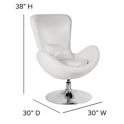 White Leather High Back Swivel Reception Chair with Chrome Base