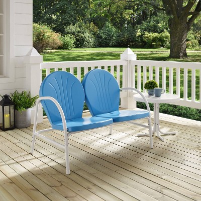 Sky Blue Steel 2-Person Outdoor Conversation Set