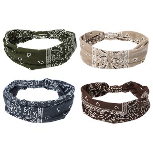 Unique Bargains Women's Twisted Knot Wide Headbands Beige Brown Green Gray 4 Pcs - 1 of 4