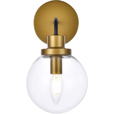Elegant Lighting Hanson 1 light bath sconce in black with brass with clear shade