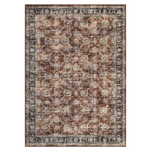 Washable Vintage Floral Print Living Room Rugs, Distressed Print Soft Non Slip Bedroom Carpet, Large Stain Resistant Dining Room Rugs - 1 of 4