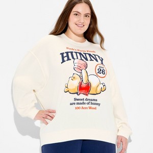 Women's Crewneck Winnie The Pooh Hunny Graphic Pullover Sweatshirt