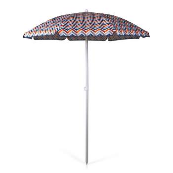 Picnic Time 5.5'  Beach Stick Umbrella - Red/Gray/Blue