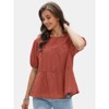 EXLURA Women's Summer Tops Dressy Casual Short Lantern Sleeve Shirts Crew Neck Hollow Out Lace Embroidered Blouses Shirts - 4 of 4