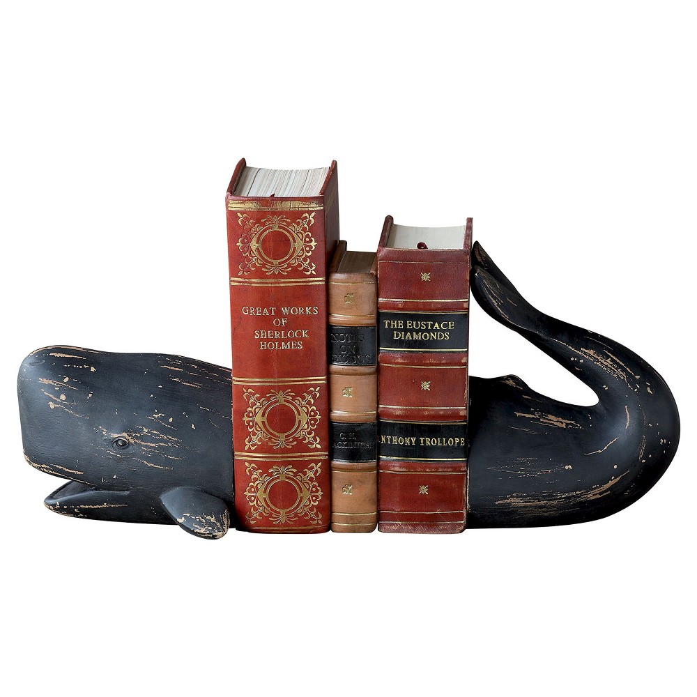 Resin Whale Bookend (6-3/4") - Storied Home: Distressed Navy Finish, Decorative for All Ages