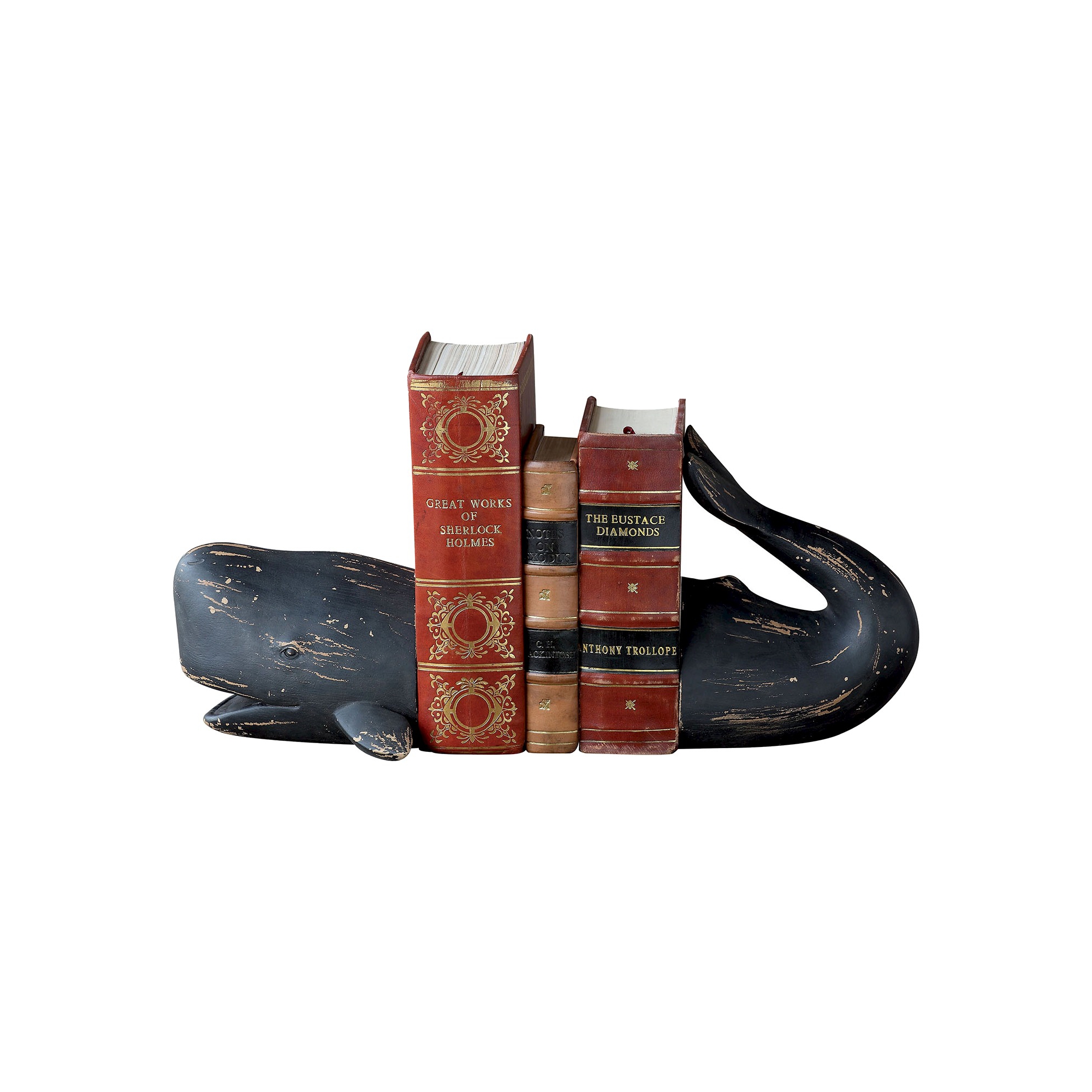 Resin Whale Bookend (6-3/4") - Storied Home: Distressed Navy Finish, Decorative for All Ages